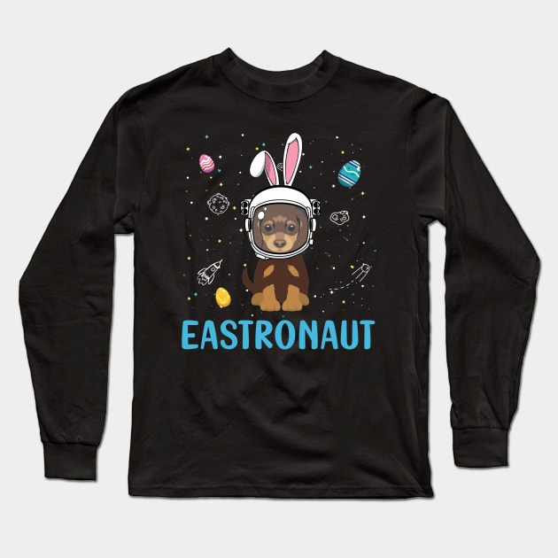 Eastronaut Dachshund Astronaut Easter Day Long Sleeve T-Shirt by cruztdk5